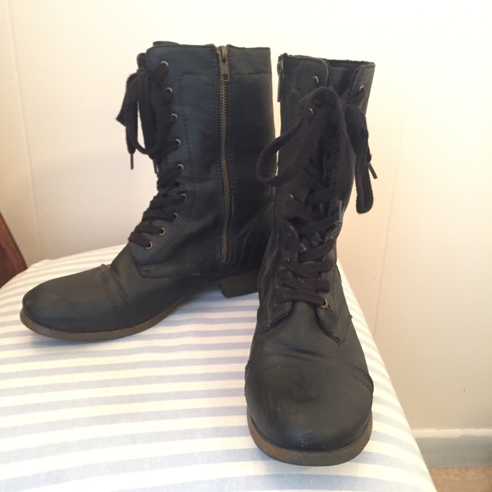 Black lace up boots. Size 10